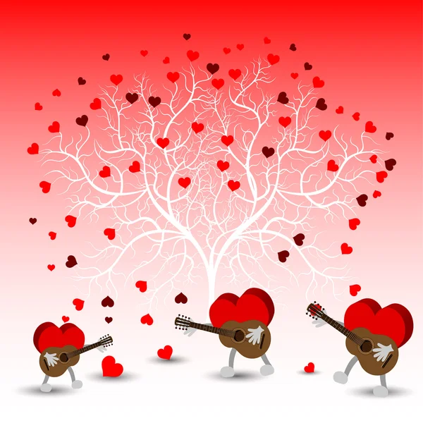 Serenade rode harten — Stockvector