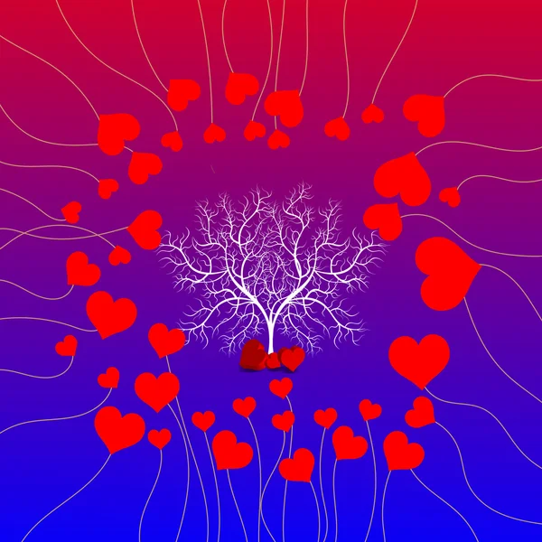 ต้นไม้ท่ามกลางหัวใจ — ภาพเวกเตอร์สต็อก