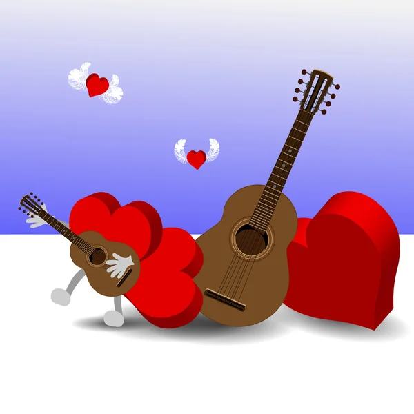 Corações com guitarra —  Vetores de Stock