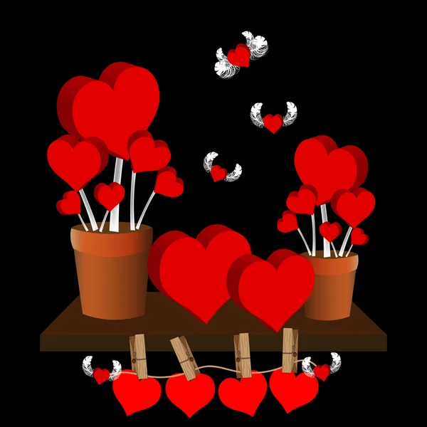 Valentine heart flowers — 스톡 벡터