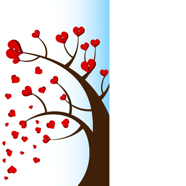Half tree with hearts — Stock Vector