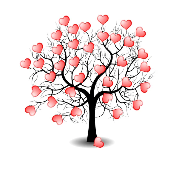 Růžové srdce na stromě — Stockový vektor