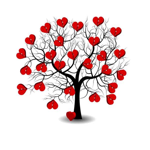 Ładny serca na drzewo — Wektor stockowy