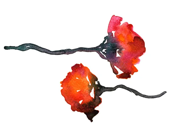 Pair of flowers water-color — Zdjęcie stockowe