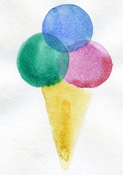 Ice cream cornet wash drawing — Stockfoto