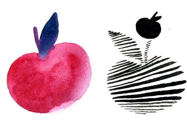 Triplet apple watercolor — Stockfoto