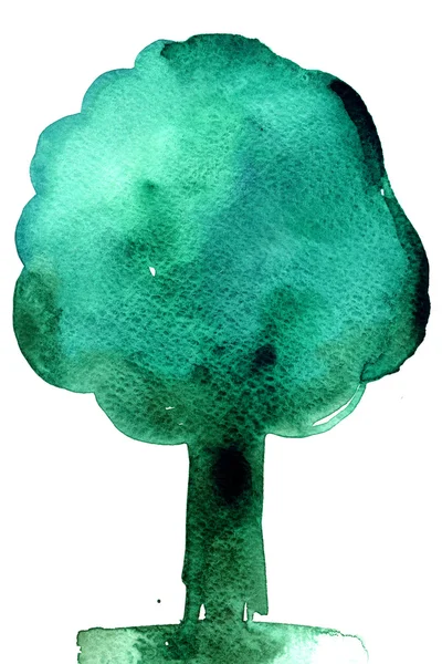 Зелене дерево акварель — стокове фото