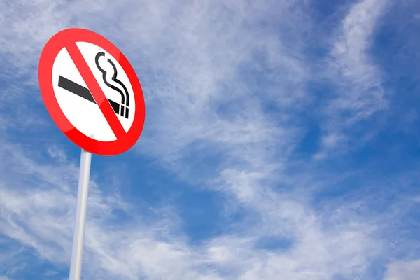 Road Sign and No Smoking Symbol with Sky Background. Stop Smokin