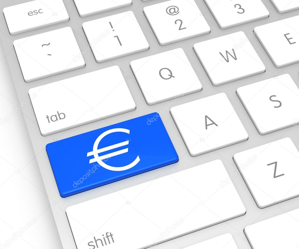 Computer Keyboard with Euro Symbol Button. 3D Rendering — Stock Photo © klenger 75121959