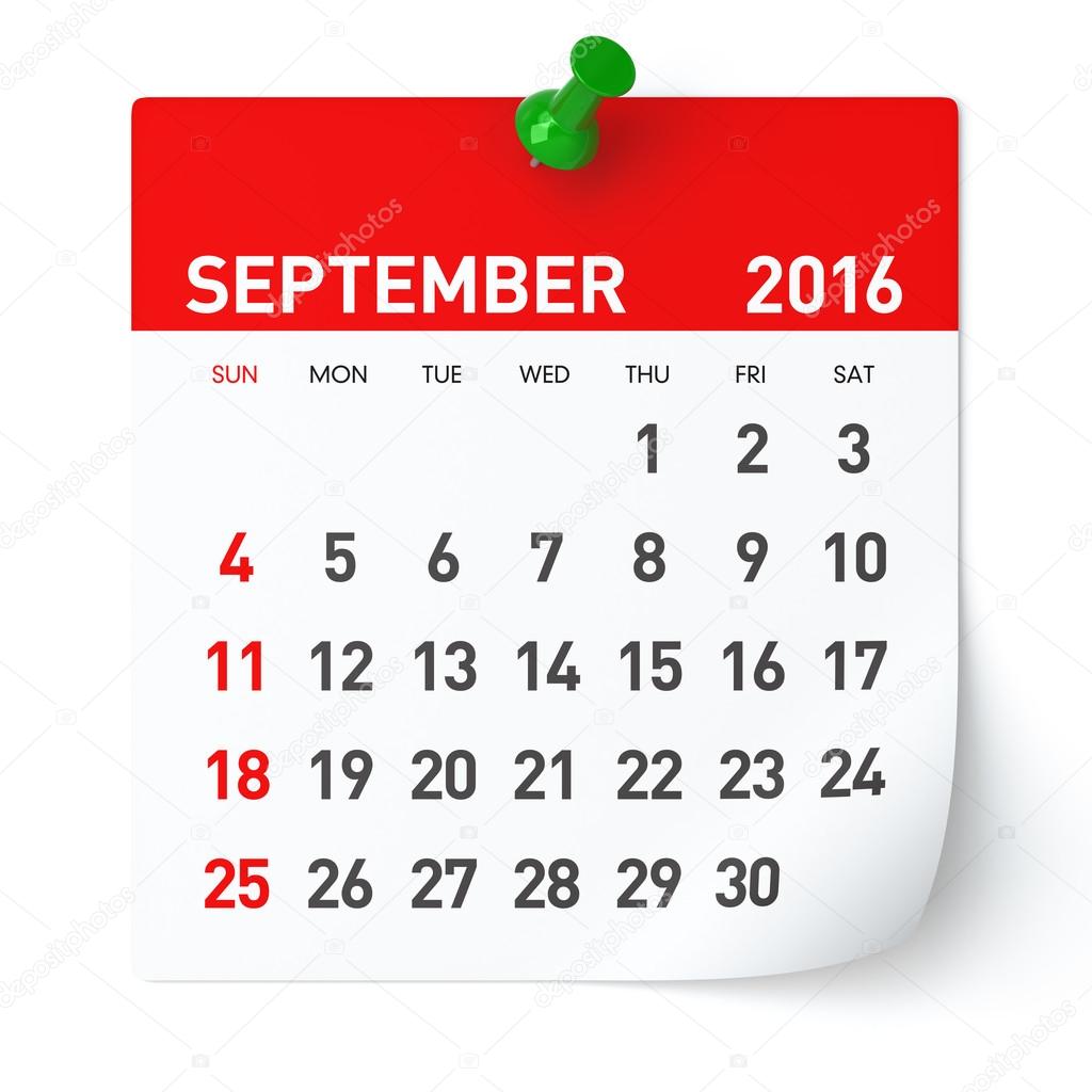 September 2016 - Calendar. Stock Photo by ©klenger 81379472