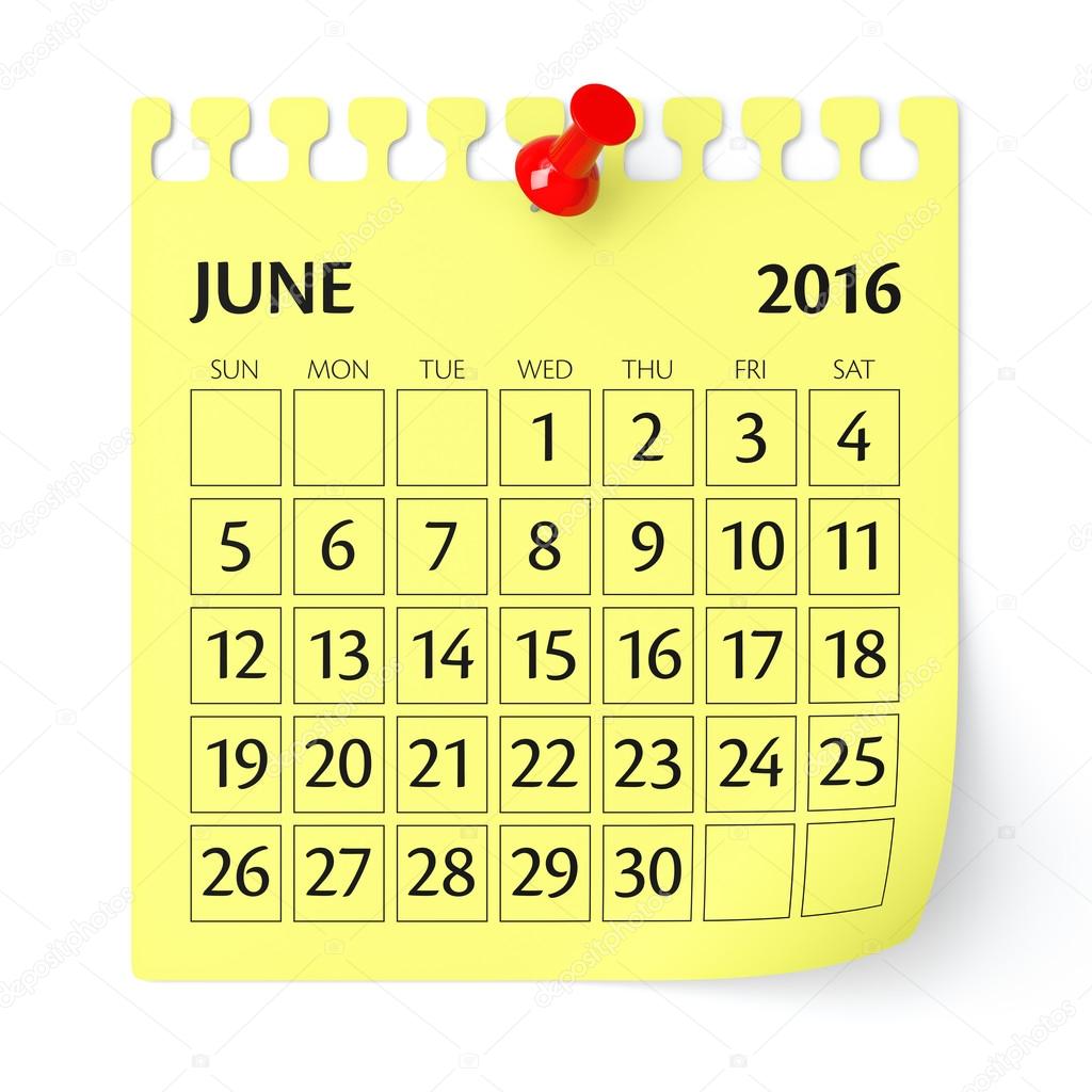 June 16 Calendar Stock Photo By C Klenger