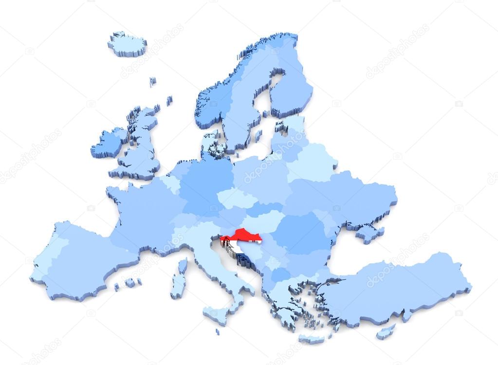 Carte De Leurope Croatie Avec Indicateur Photographie