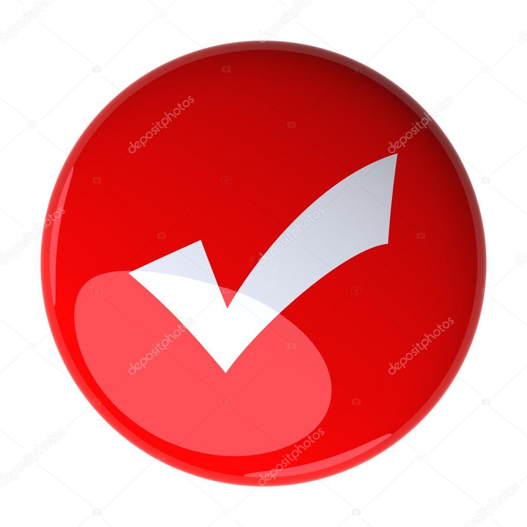 Red Check Mark Button. Digitally generated 3d image. — Stock Photo