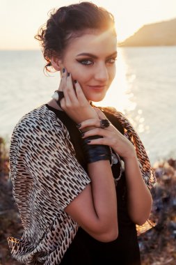 smiling woman at sunshine