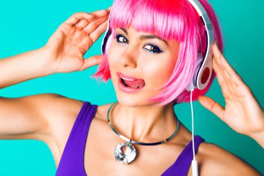 woman listening her favorite music
