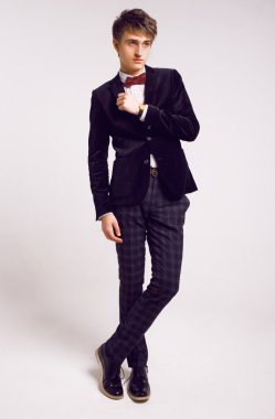 man posing at stylish elegant suit