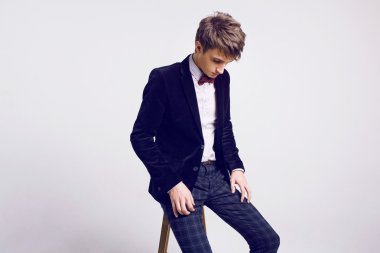 guy in vintage suit and bow tie