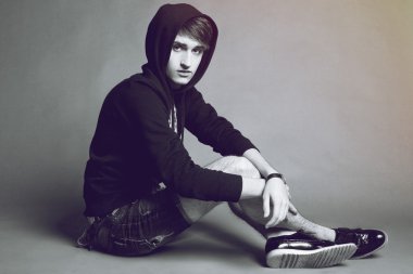 handsome guy wearing black hoody