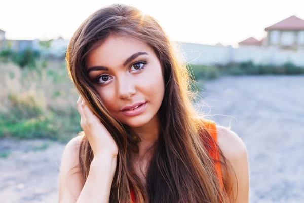 Toned portrait of young sensual girl — Stockfoto