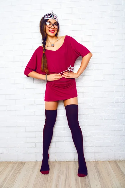 Hipster woman wearing fairy costume — Stockfoto
