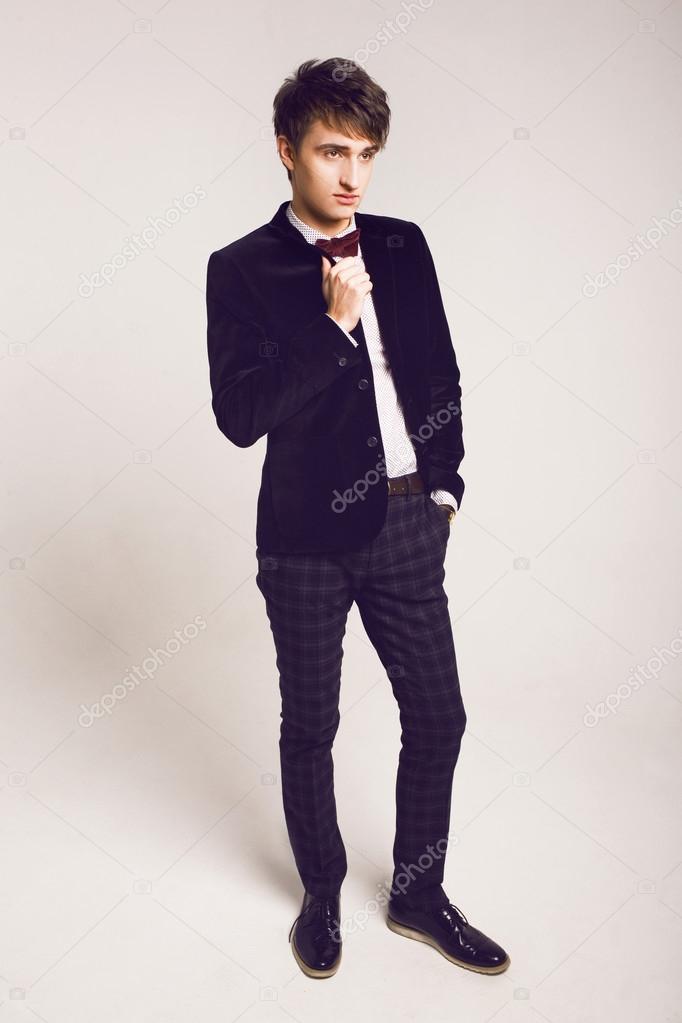 fashion portrait of young handsome man