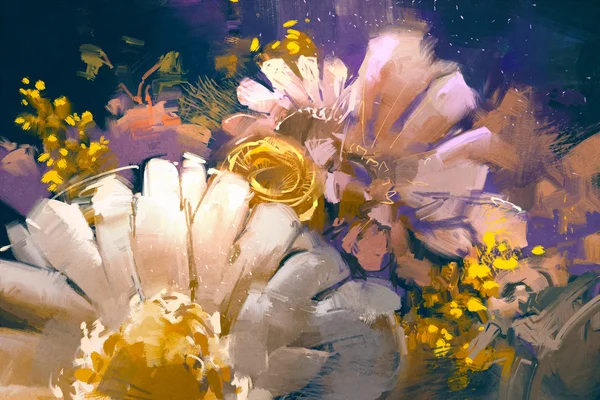 Bouquet fiori in stile pittura ad olio — Foto Stock