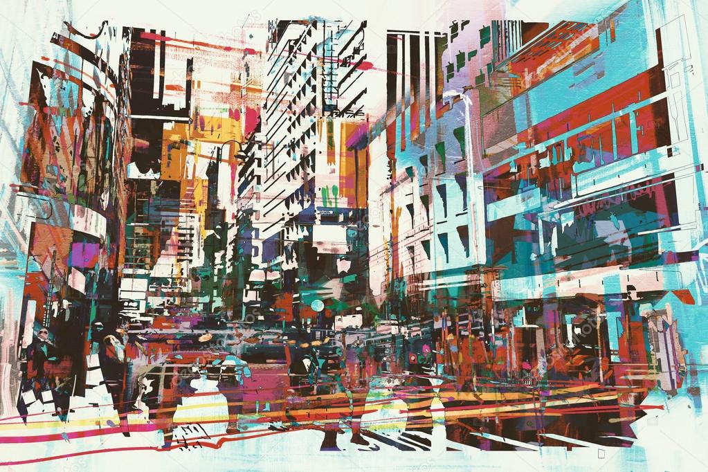 abstract art of cityscape