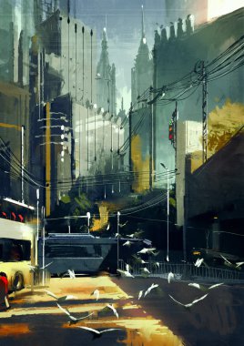 güneşli yaz gün kentsel gökdelenler