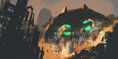 bilim-kurgu sahne uzay gemisi geri adam gösterilen