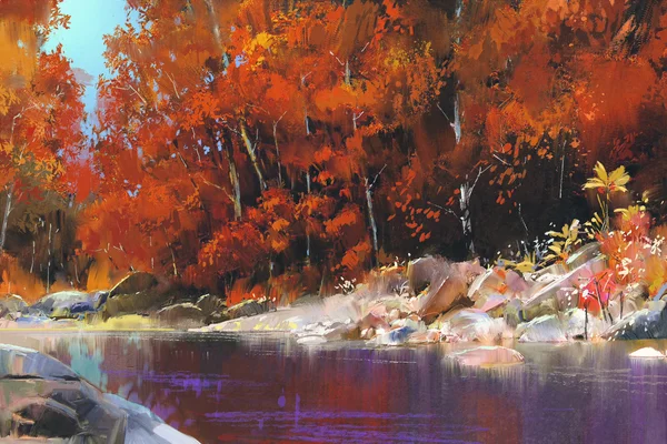 Río en el bosque de otoño — Foto de Stock