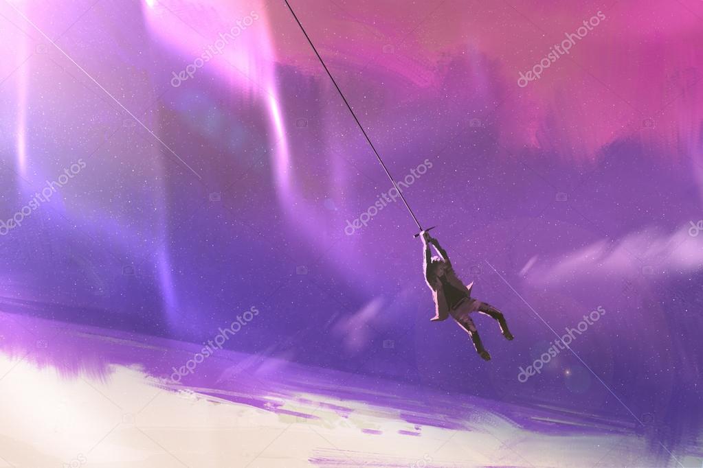 Rope swing above the planet earth — Stock Photo © grandfailure #107406074