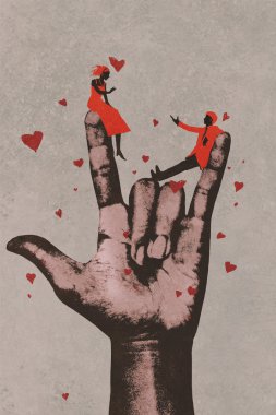 ı Love You Romantik Çift işaretiyle büyük alkış