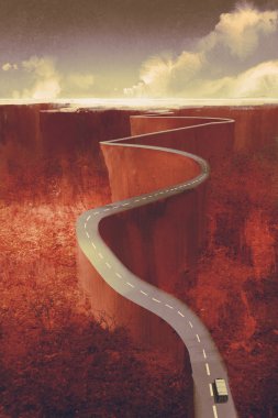 doğal sürücü, cliff ile aşırı dolambaçlı yol