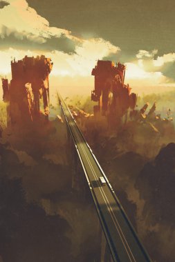 rock kanyonlar üzerinden düz yol
