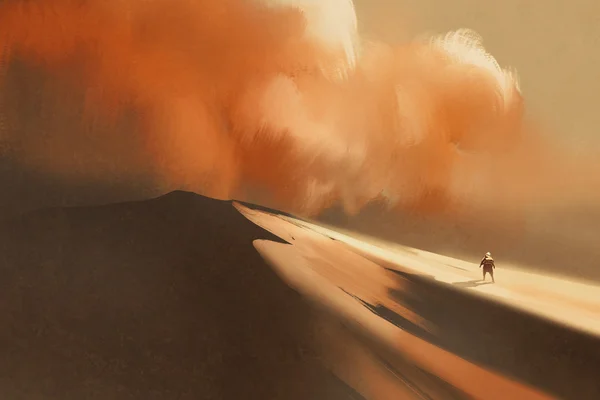 Sandstorm in desert,illustration — Stock Photo, Image