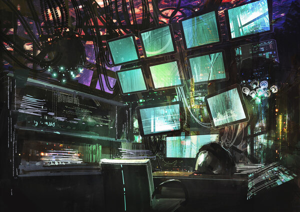 Sci-fi creative workspace — Stock Photo, Image
