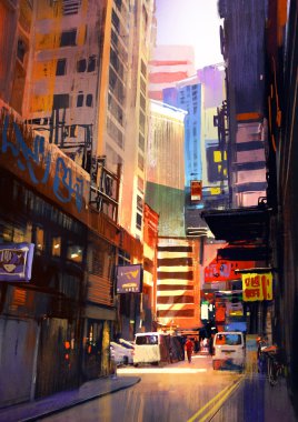 binalar, şehir alleyway kentsel sokak