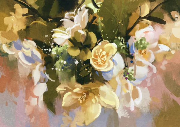 Η ζωγραφική του αφηρημένα λουλούδια με υφή grunge — Φωτογραφία Αρχείου