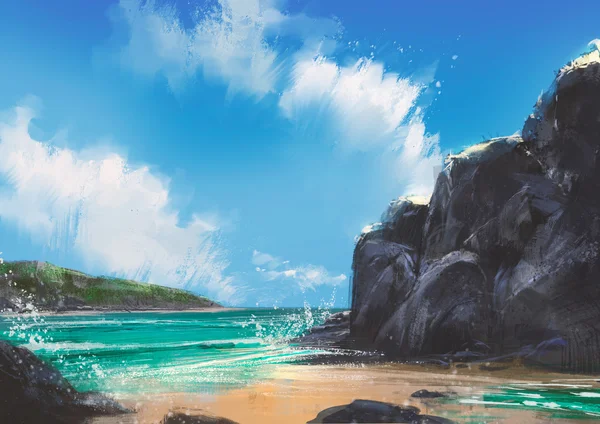 Beautiful beach summer natural outdoor,painting — Stock Photo, Image