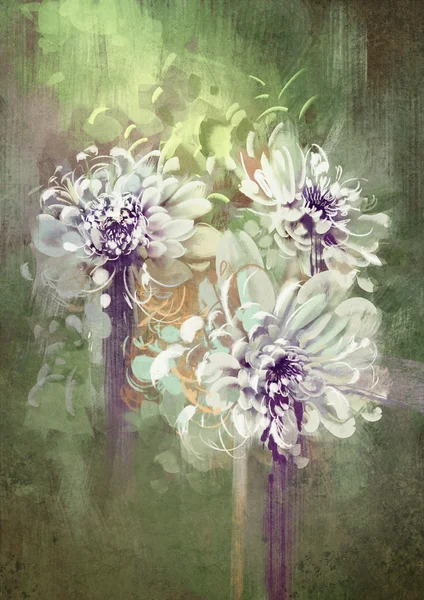 Абстрактні квіти з гранжевою текстурою, живопис — стокове фото