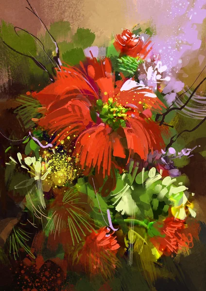 Painting of colorful abstract flowers — Stock Photo, Image