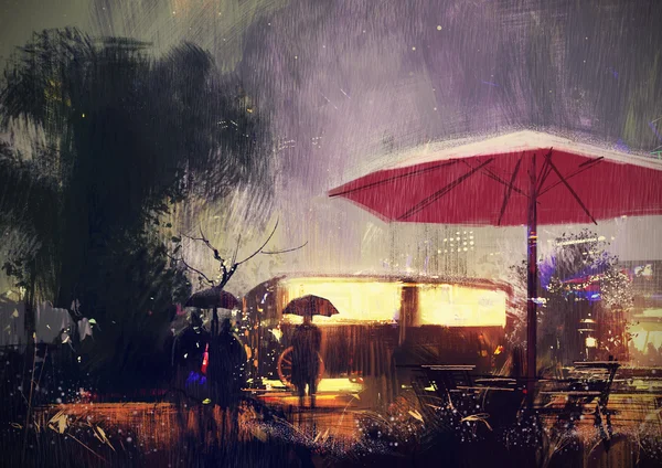 公园在雨夜 — 图库照片