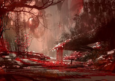 bloodyland, korku manzara, illüstrasyon