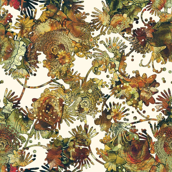 Abstrakcyjny bezszwowy wzór z kolorowymi kwiatami — Zdjęcie stockowe