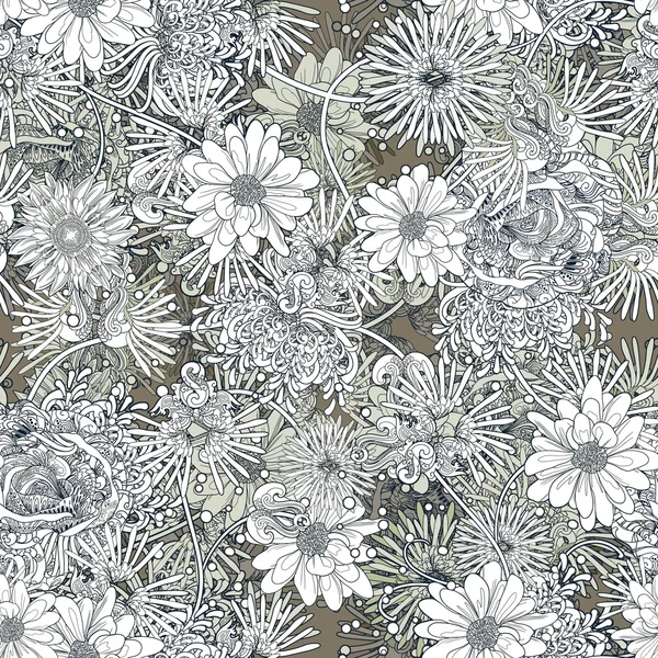 抽象的无缝模式与花卉图 — 图库照片