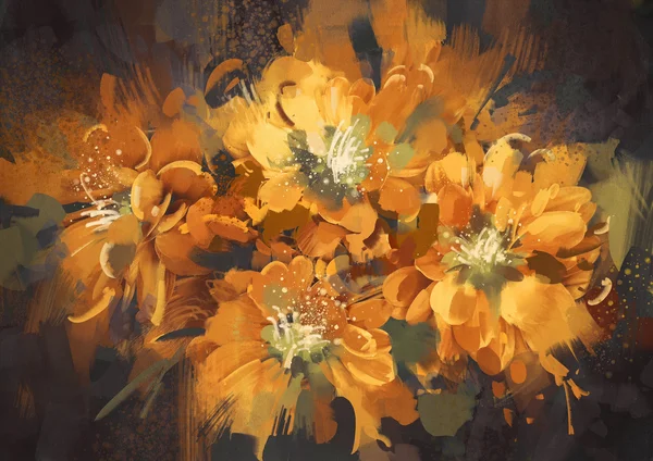 Bunte abstrakte Blumen mit Grunge-Textur — Stockfoto