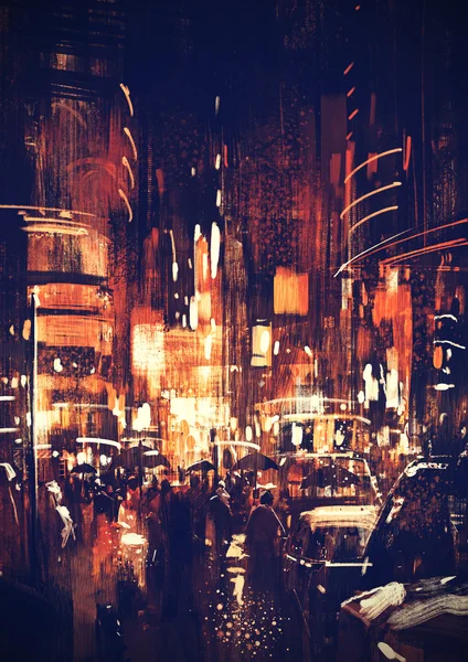 Stadsgatan på natten — Stockfoto