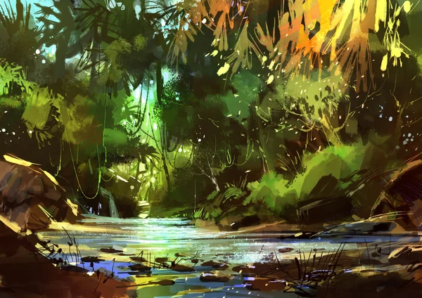 River with cascades in forest — 스톡 사진