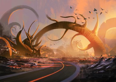 bir gizemli ağaçları ile manzara