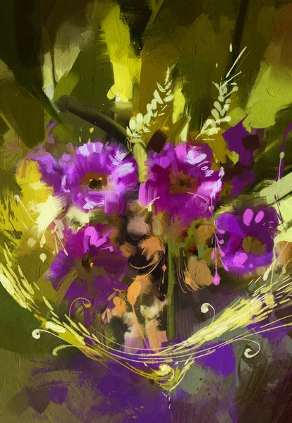 Boeket van paarse bloemen — Stockfoto